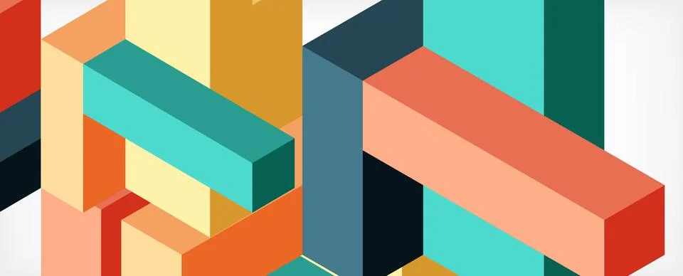 Abstract background. 3d cubes, cubic elements and blocks. Techno or business Stock Illustration