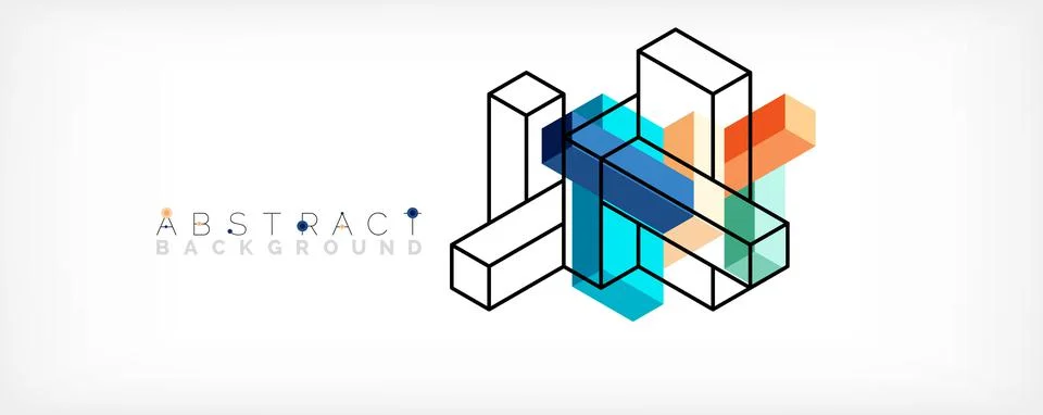 Abstract background. 3d cubes, cubic elements and blocks. Techno or business 스톡 일러스트