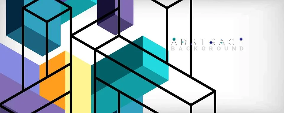 Abstract background. 3d cubes, cubic elements and blocks. Techno or business 스톡 일러스트