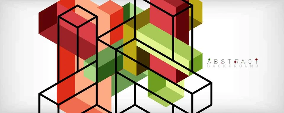 Abstract background. 3d cubes, cubic elements and blocks. Techno or business 스톡 일러스트