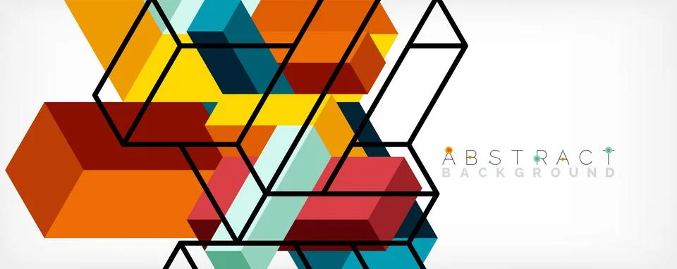 Abstract background. 3d cubes, cubic elements and blocks. Techno or business 스톡 일러스트