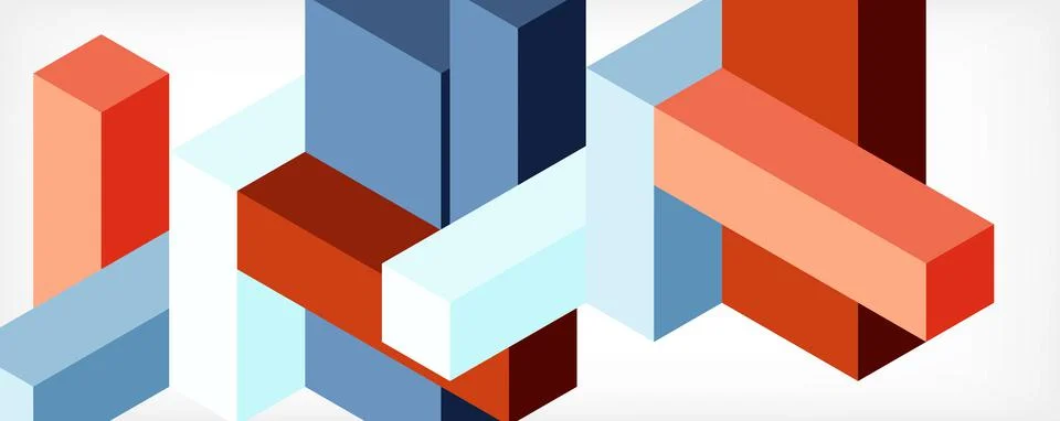 Abstract background. 3d cubes, cubic elements and blocks. Techno or business Illustrazione stock