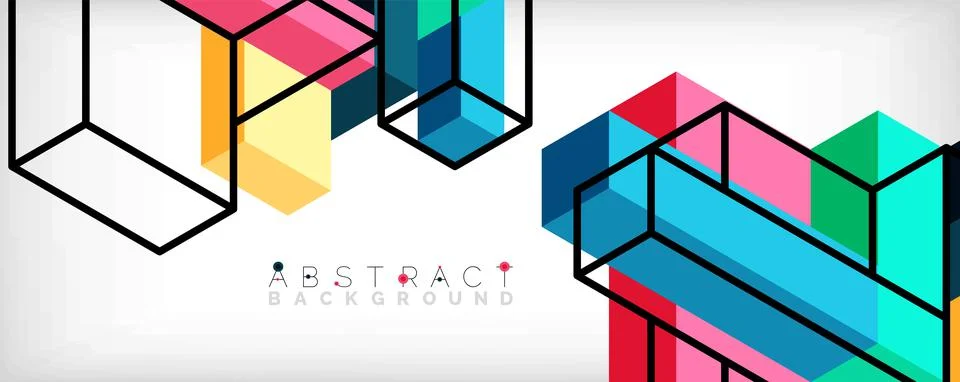 Abstract background. 3d cubes, cubic elements and blocks. Techno or business Stock Illustration