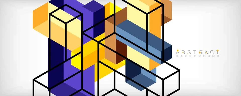 Abstract background. 3d cubes, cubic elements and blocks. Techno or business 스톡 일러스트