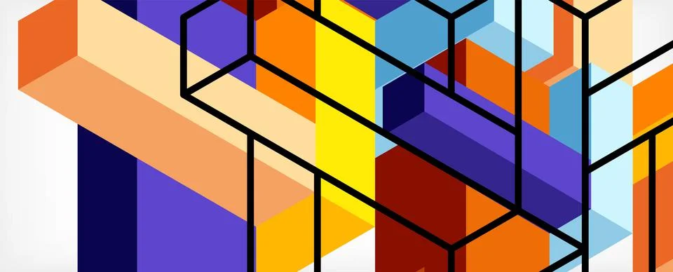 Abstract background. 3d cubes, cubic elements and blocks. Techno or business 库存插图