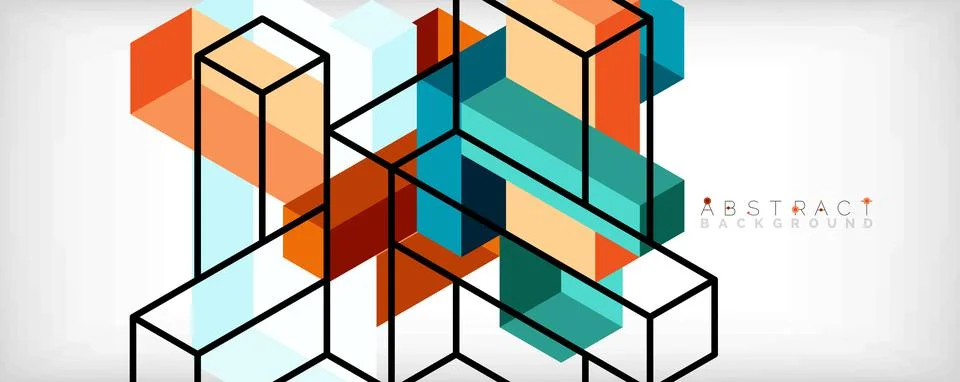 Abstract background. 3d cubes, cubic elements and blocks. Techno or business 스톡 일러스트
