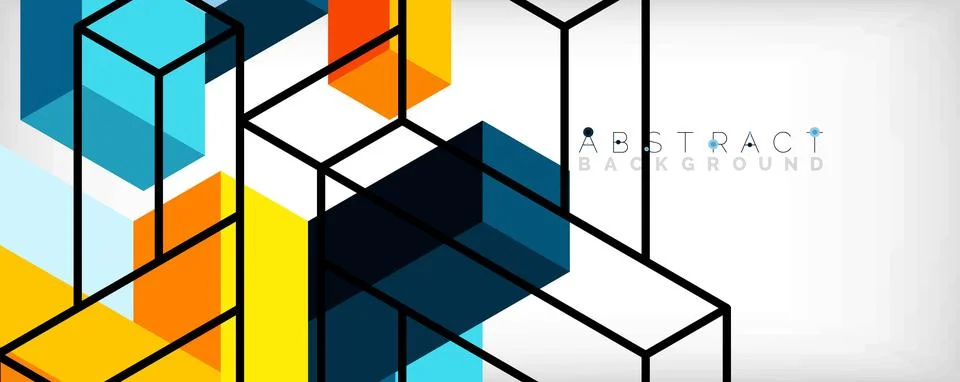 Abstract background. 3d cubes, cubic elements and blocks. Techno or business 库存插图