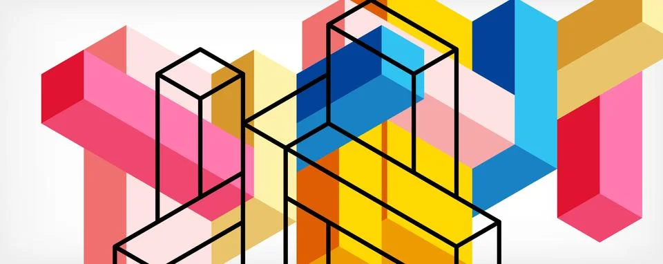 Abstract background. 3d cubes, cubic elements and blocks. Techno or business Illustrazione stock