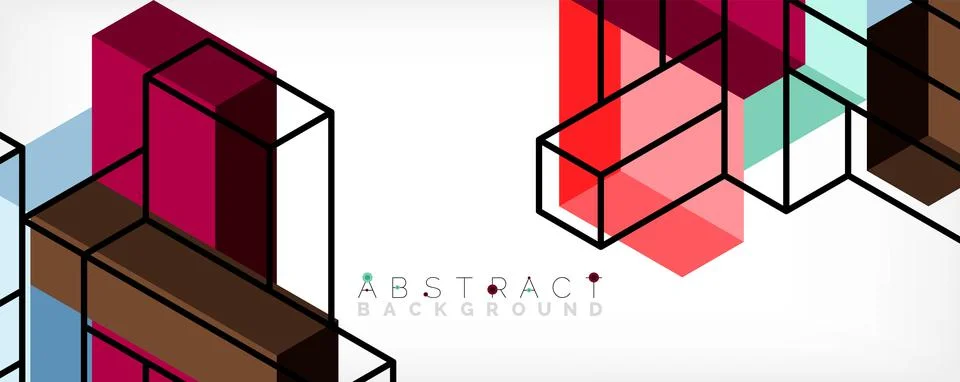 Abstract background. 3d cubes, cubic elements and blocks. Techno or business 스톡 일러스트