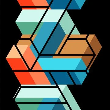 Abstract background. 3d cubes, cubic elements and blocks. Techno or business 库存插图