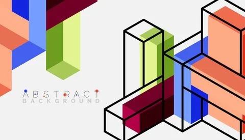 Abstract background. 3d cubes, cubic elements and blocks. Techno or business Illustrazione stock