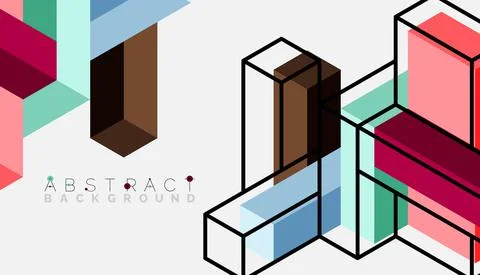 Abstract background. 3d cubes, cubic elements and blocks. Techno or business Illustrazione stock