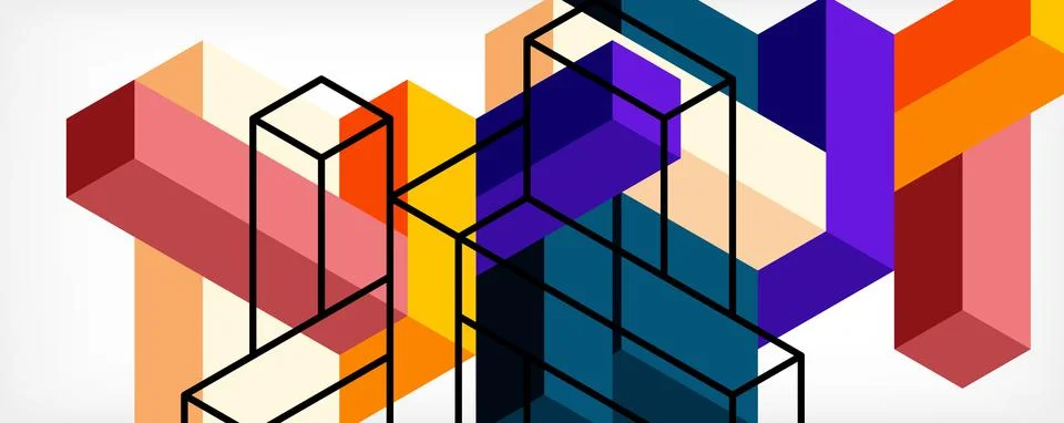 Abstract background. 3d cubes, cubic elements and blocks. Techno or business Illustrazione stock