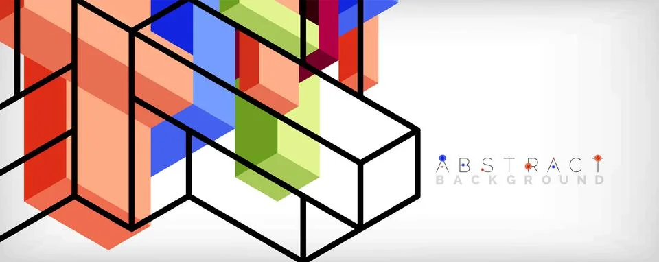 Abstract background. 3d cubes, cubic elements and blocks. Techno or business Illustrazione stock