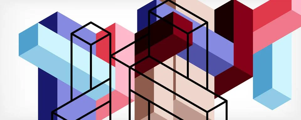 Abstract background. 3d cubes, cubic elements and blocks. Techno or business Illustrazione stock
