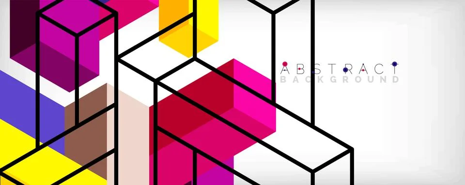 Abstract background. 3d cubes, cubic elements and blocks. Techno or business Illustrazione stock