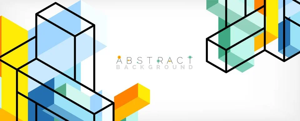 Abstract background. 3d cubes, cubic elements and blocks. Techno or business 库存插图