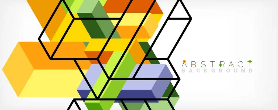 Abstract background. 3d cubes, cubic elements and blocks. Techno or business Illustrazione stock