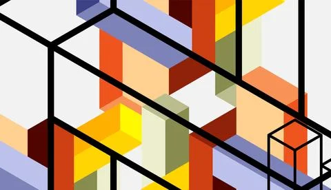 Abstract background. 3d cubes, cubic elements and blocks. Techno or business 스톡 일러스트