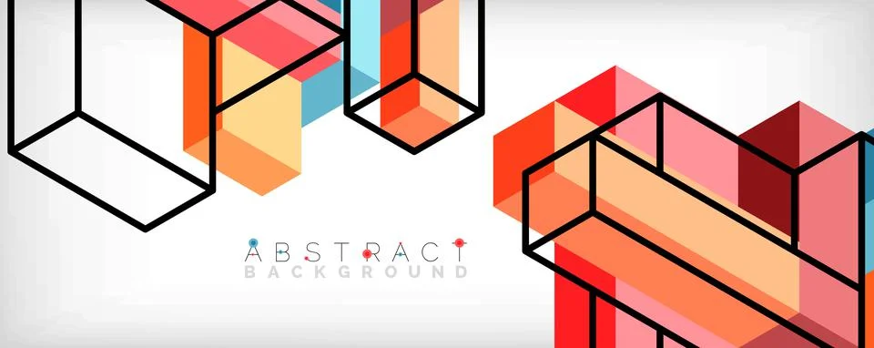 Abstract background. 3d cubes, cubic elements and blocks. Techno or business Illustrazione stock