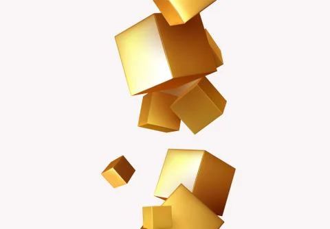 Abstract Background with 3d cubes gold color. Stock Illustration