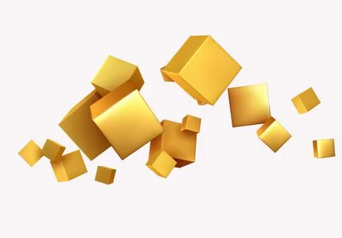 Abstract Background with 3d cubes gold color. Stock Illustration
