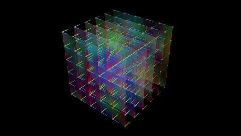 Abstract background 3D digital cube quantum computing. 3D algorithm blockch.. Stock Footage 335136168