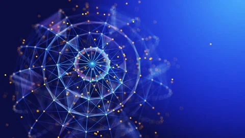 Abstract background 3D digital multicolor wireframe sphere rotate. 3D algorit Stock-Footage 332107566