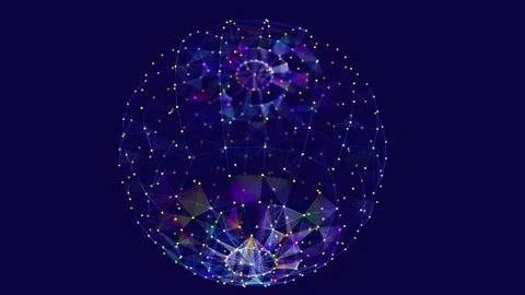 Abstract background 3D digital multicolor wireframe sphere rotate. 3D algor.. Video stock 333303161
