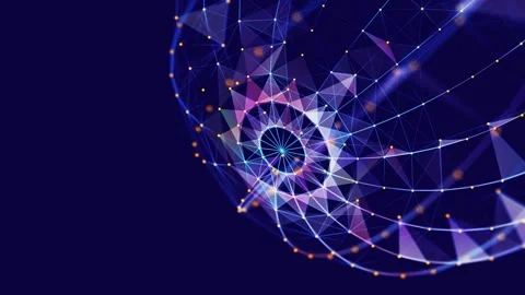 Abstract background 3D digital multicolor wireframe sphere rotate. 3D algor.. 库存影片 333303263