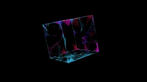 Abstract background 3D digital multicolor wireframe cube rotate. 3D algorit.. 库存影片 333404090