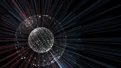 Abstract background 3D digital  wireframe spheres rotate. 3D algorithm bloc.. 库存影片 332989582