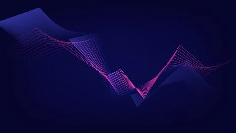 Abstract background 3D Dynamic pink and blue line wave pattern Stock Illustration