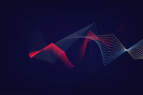 Abstract background 3D Dynamic yellow and blue line wave pattern Stock Illustration