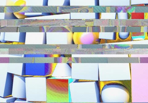Abstract background with 3d figures and glitch effect Illustrazione stock
