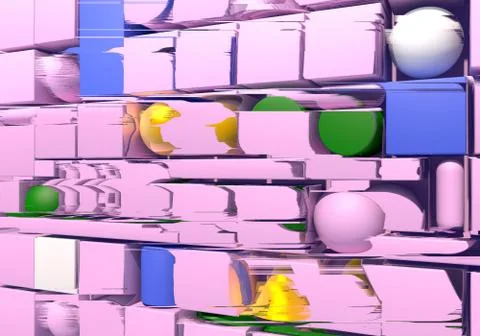 Abstract background with 3d figures and glitch effect Stock Illustration