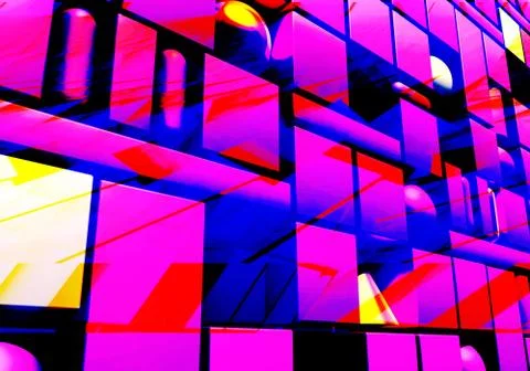 Abstract background with 3d figures and glitch effect Stock Illustration