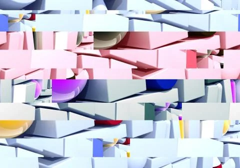 Abstract background with 3d figures and glitch effect Stock Illustration