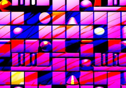 Abstract background with 3d figures and glitch effect 스톡 일러스트