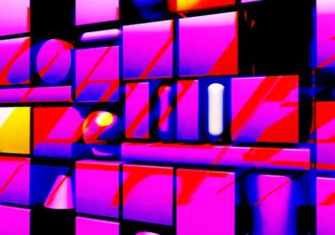 Abstract background with 3d figures and glitch effect Stock Illustration