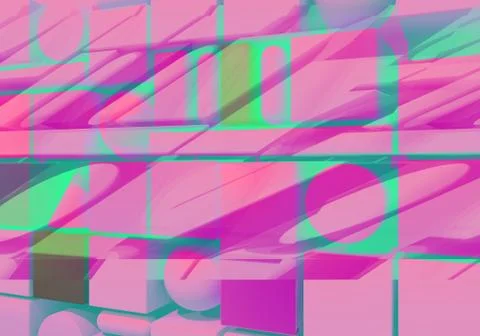 Abstract background with 3d figures and glitch effect Stock Illustration