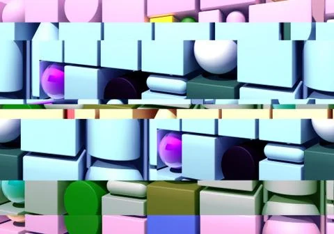 Abstract background with 3d figures and glitch effect Stock Illustration