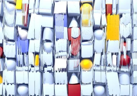 Abstract background with 3d figures and glitch effect Stock Illustration