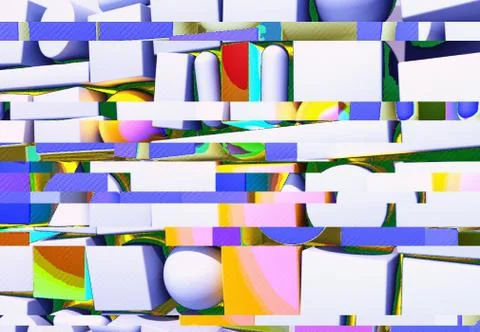 Abstract background with 3d figures and glitch effect Stock Illustration