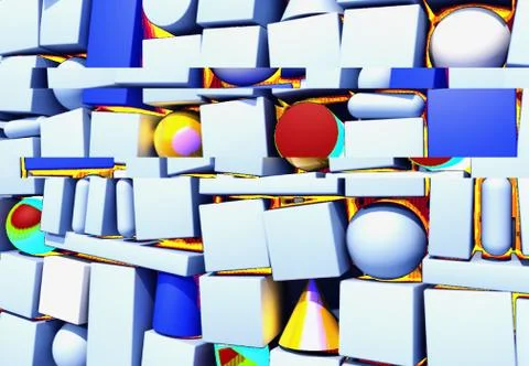 Abstract background with 3d figures and glitch effect Stock Illustration