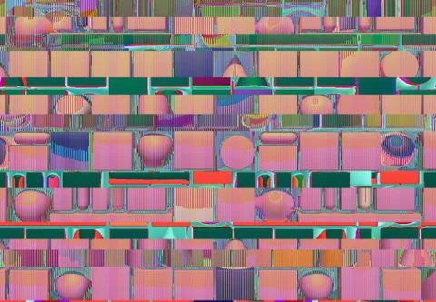 Abstract background with 3d figures and glitch effect Illustrazione stock