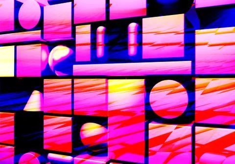 Abstract background with 3d figures and glitch effect Stock Illustration