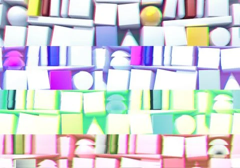 Abstract background with 3d figures and glitch effect Illustrazione stock