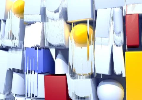 Abstract background with 3d figures and glitch effect Stock Illustration