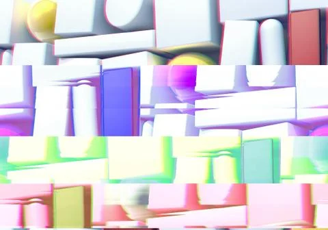 Abstract background with 3d figures and glitch effect Illustrazione stock